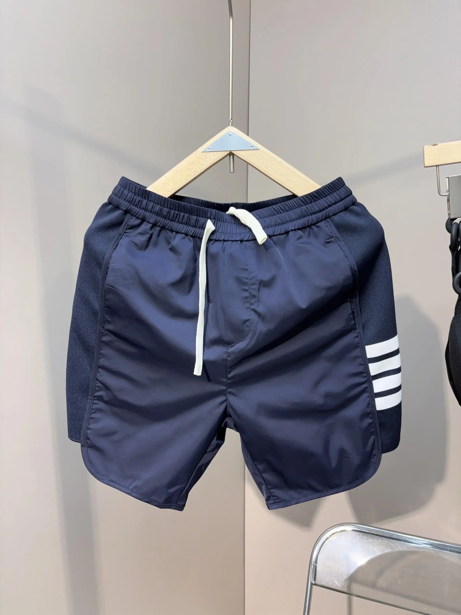 

2025 Splice Knitted orts Men's Slim Fit Elastic Casual Pants Pure Color Breathable Youthful Vitali Sle Summer Sportswear
