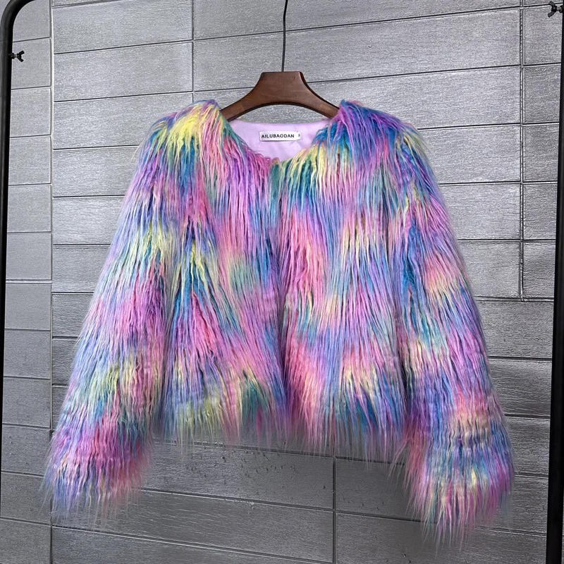 

2026 Fur Imitation Fur Jacket Korean Version Solid Color Beach Wool Women's Short Jacket Factory Direct Sales
