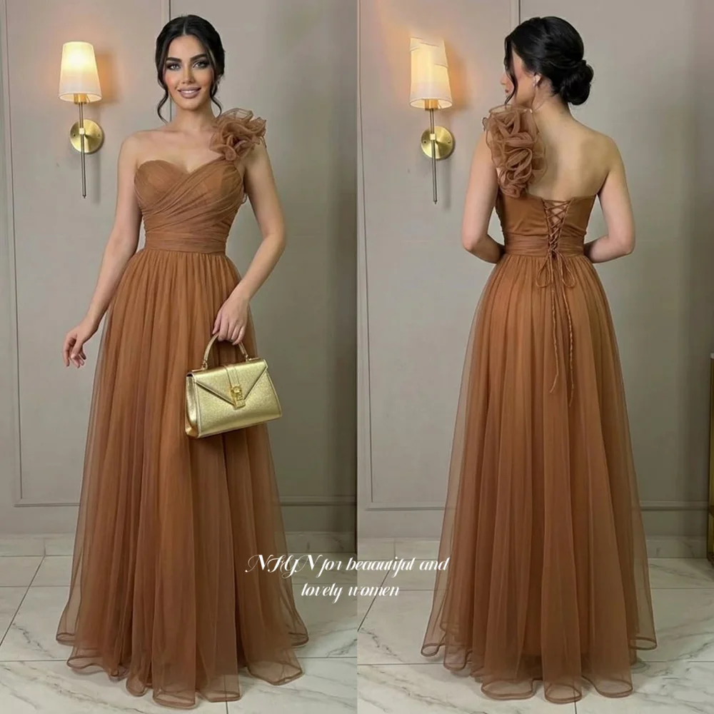 

NFYN Tulle Prom Gown One Shoulder Party Gowns with Ruffles Evening Gowns Gala Princess Gowns for Women vestidos Customized