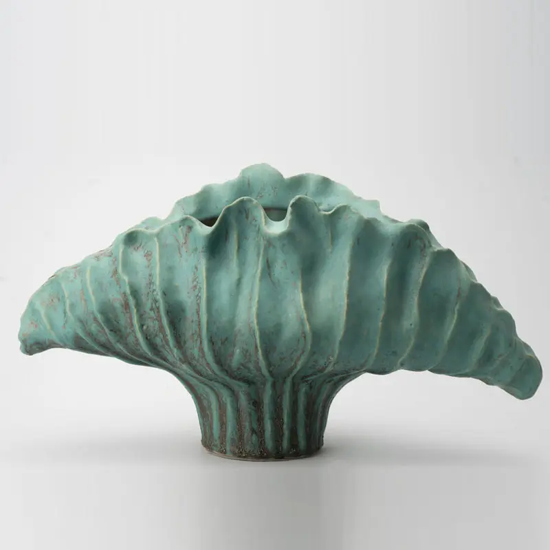 Hand Thrown Ceramic Vase Wabi Sabi Style Mid Century Elegant Majestic Pottery for Home Living Room Coffee Table Showroom