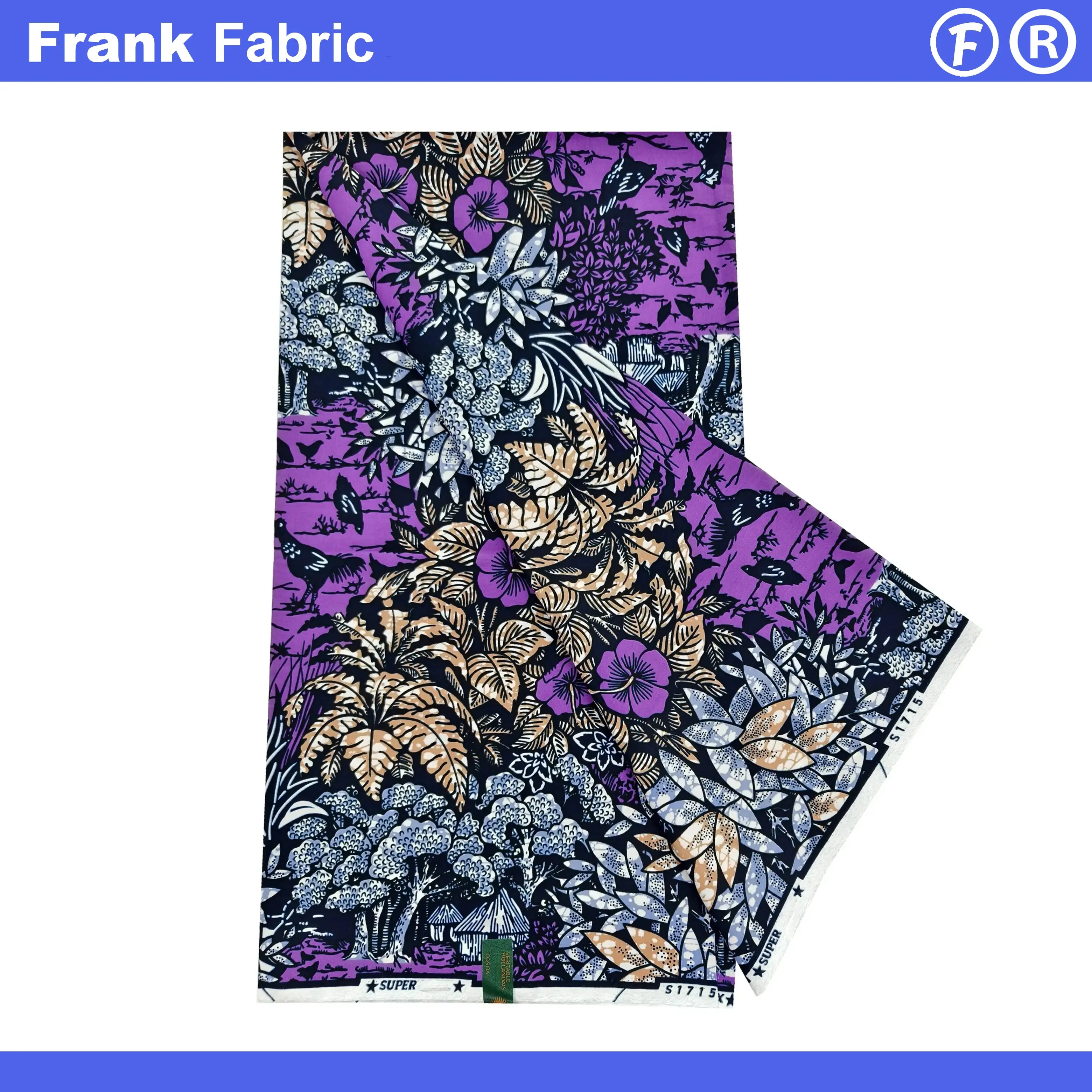 

Настоящая мягкая супер африканская ткань с восковым принтом, 100% хлопок, Анкара, голландская ткань в стиле батик, материал для платья и пошиття, 6 ярдов FF2508.100