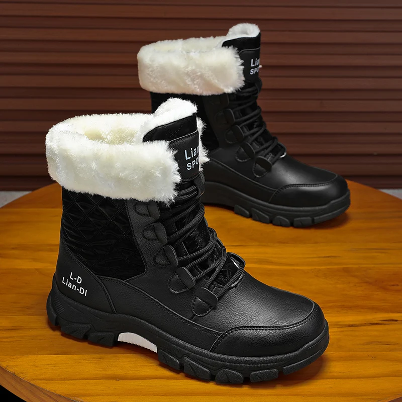 

Winter new style plush thick male snow boots fashion high-top warm cotton shoes plus large sizes men's shoes