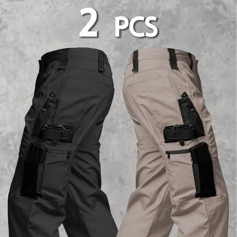 2-PCS-Men's-Cargo-Work-Pants-Multi-Pocket-Straight-Leg-Tactical-Pants-Outdoor-Hiking-Jogger-Trousers-Casual-Utility-Workwear