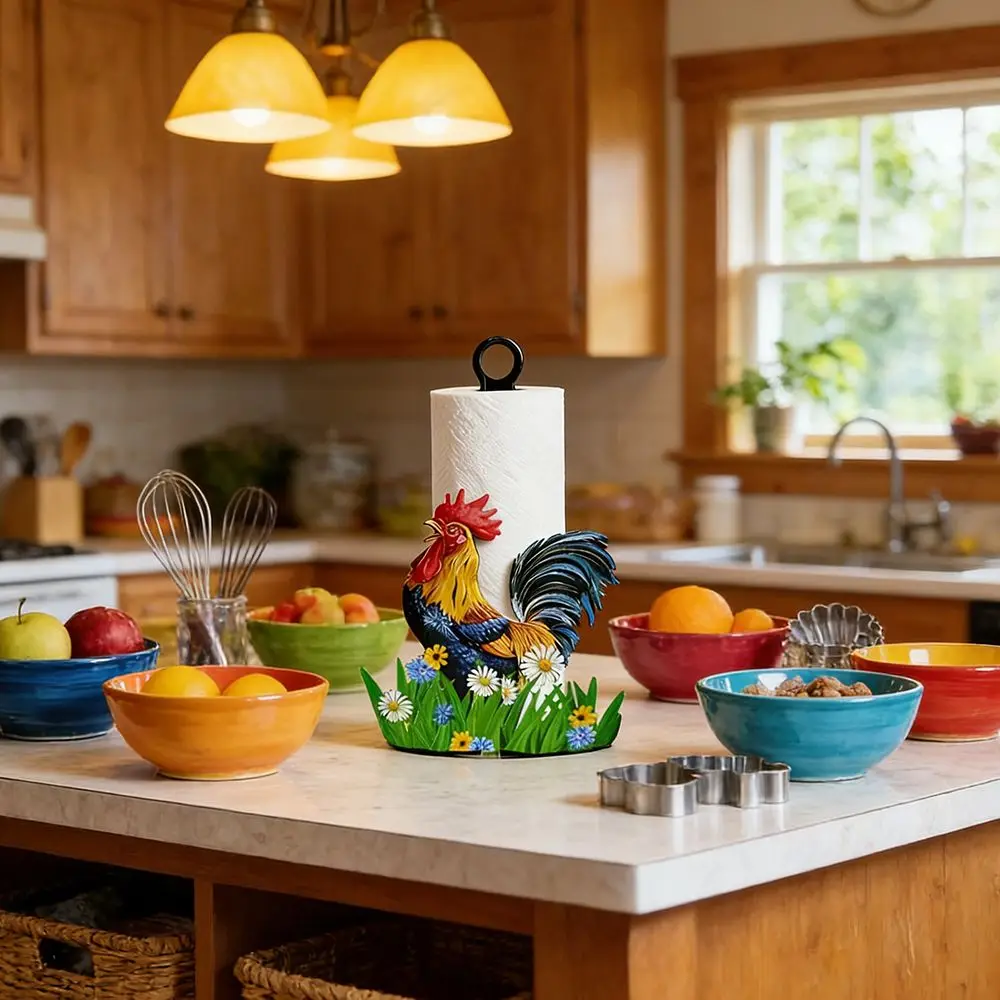 

Free Standing Rooster Tissue Holder Ornament Funny Tissue Stand Roll Paper Towel Holder Home Decor Tissue Storage Rack Bathroom