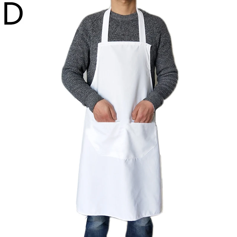 Cooking Apron Unisex Household Solid Color Chef Waiter Barbecue Hairdresser Adult Pocket Apron Kitchen Supplies Tool