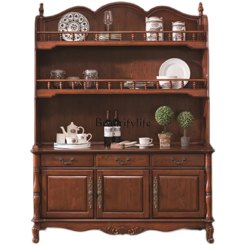 

American-Style Solid Wood Painted Sideboard Cabinet Home Wall Storage Entrance Cabinet