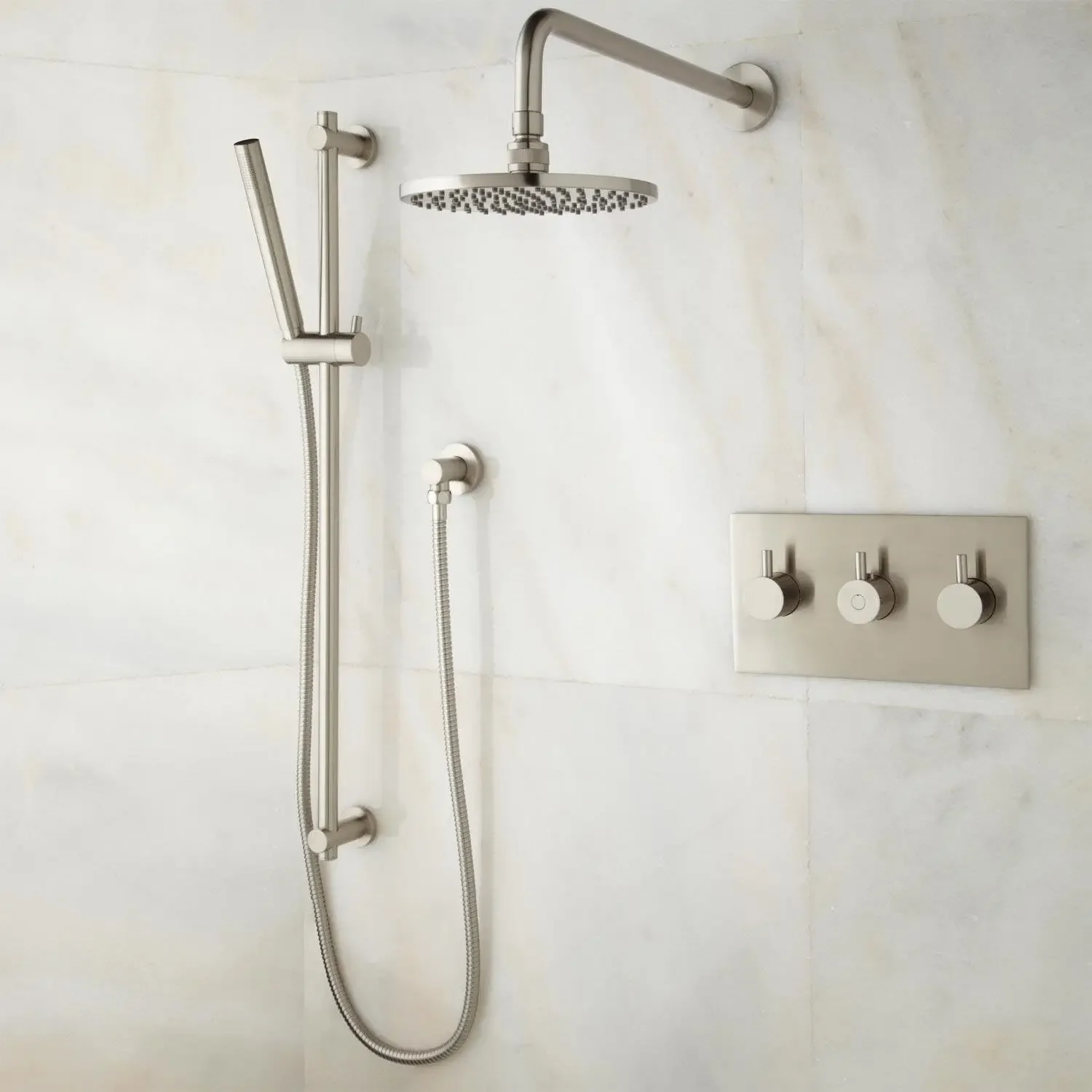 380000 Tosca Thermostatic Shower System with Rainfall Shower Head and Hand Shower - Rough In Included