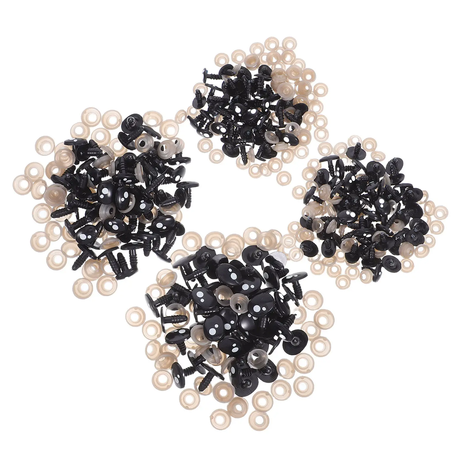 

Набор реалистичных черных глаз и носов с белыми точками, прочные пластиковые элементы с функциями безопасности, простая сборка для мягких фигурок DIY