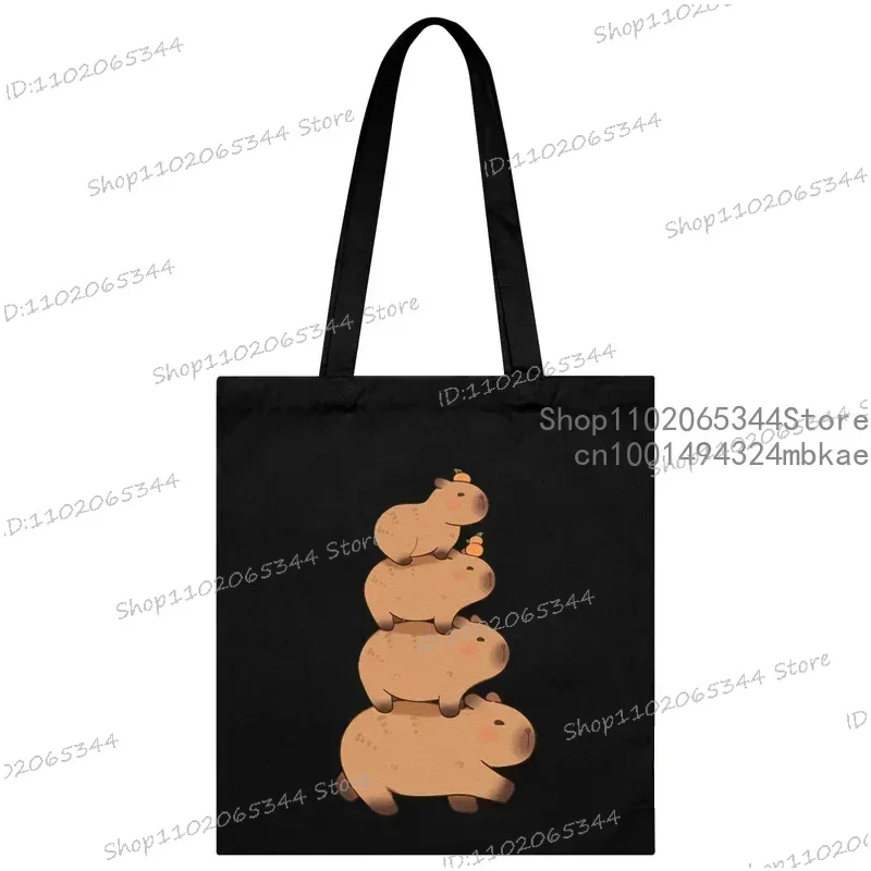 Cute Capybara Canvas Bag for Women Shopper Handbags Environmental Storage Reusable Shoulder Tote Bag Cartoon Capybara Hand Bag