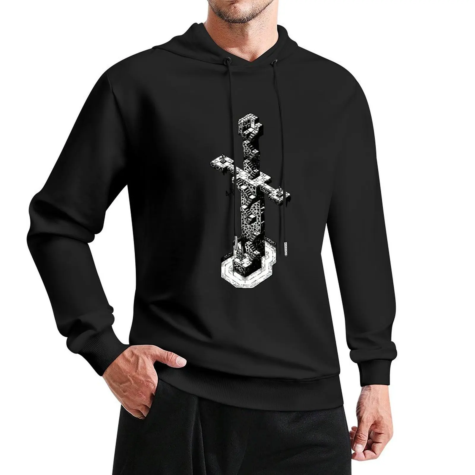 

SWORDUNGEON - BW Pullover Hoodie mens clothing autumn graphic t shirts men hoodie