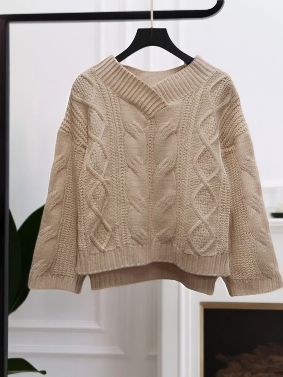 الخريف الشتاء سترة المرأة فضفاضة V-Ne عارضة تخفيف أعلى طويلة ort الجبهة با تصميم مريح محبوك