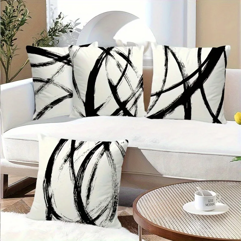 

Modern abstract ink doodle art black and white pillowcaseSuitable for sofa car bedroom decorative cushion cover pillow cover