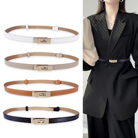 Adjustable PU Leather Ladies Dress Accessories Belts Skinny Thin Women Waist Belts Strap Alloy Buckle Female Fashion Waistband