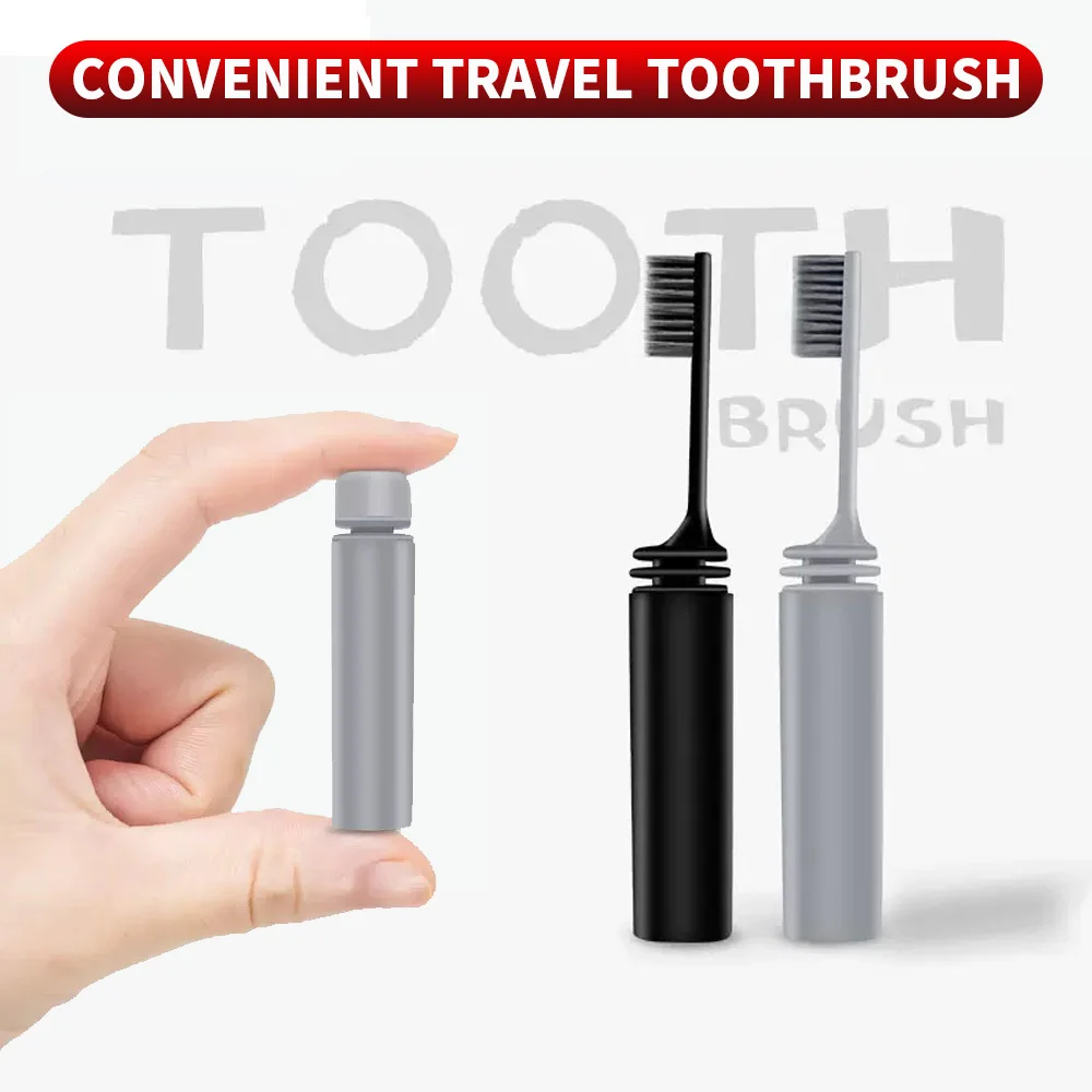 Brosse à dents pliante compacte et portable au charbon de bois – Parfaite pour les voyages, le camping et la randonnée – Brosse à dents facile à prendre et efficace