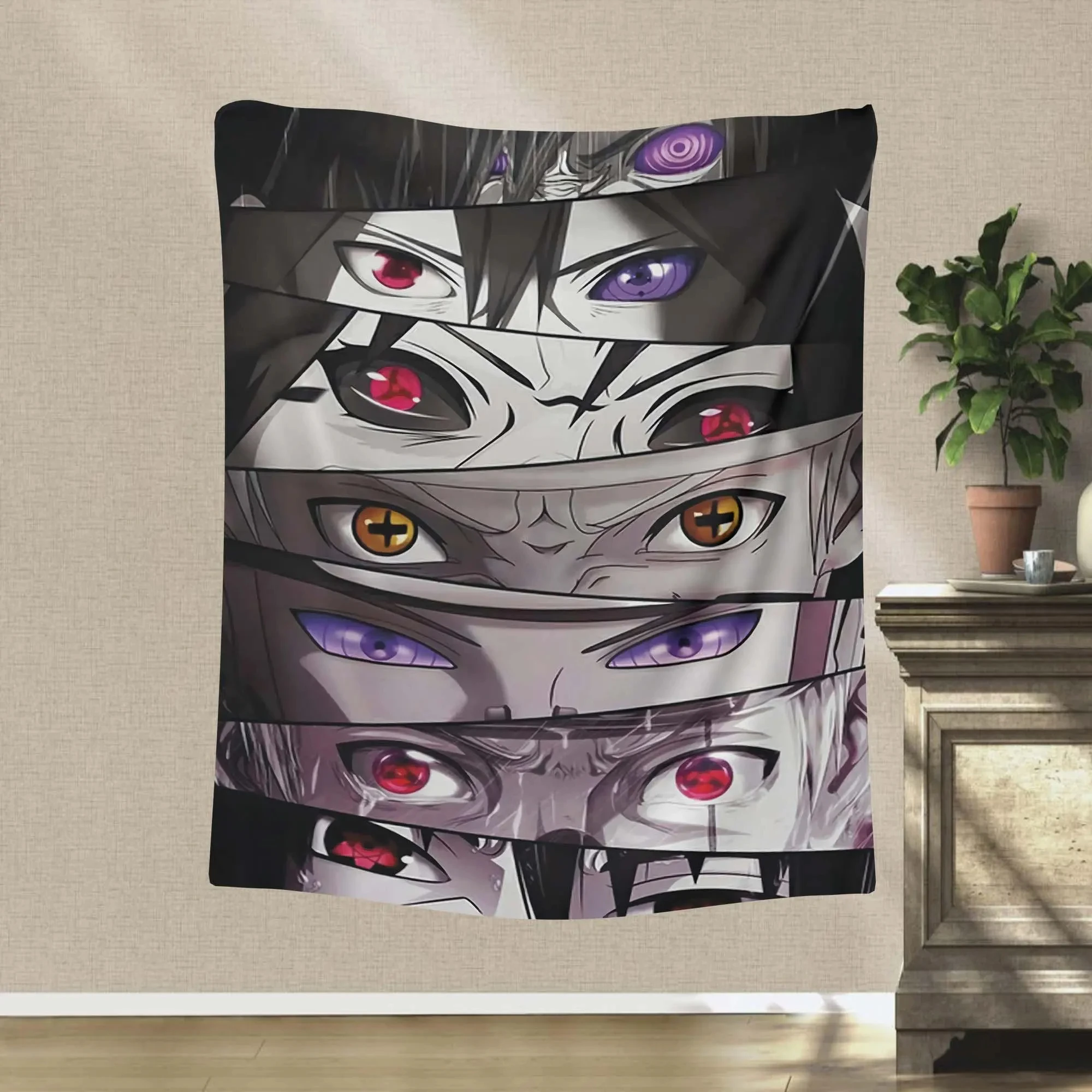 

Аниме-гобелен ниндзя, настенный крутой настенный художественный декор с глазами аниме, японский аниме-арт, подарок для фанатов аниме, эстетический декор