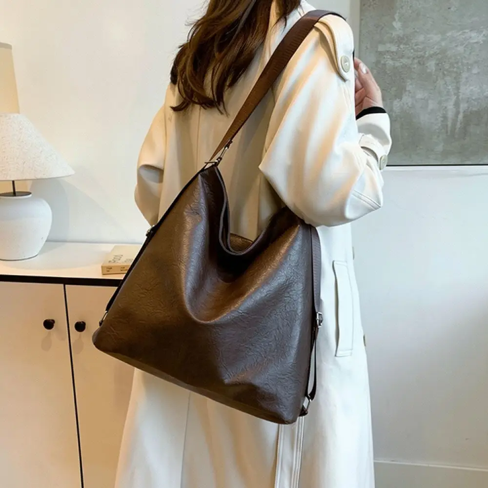Pu Leather Bucket Bag Womens Shoulder Crossbody Bag 2026 Trendy Large Capacity Handbag For Yicai Mingyuan Casual Travel