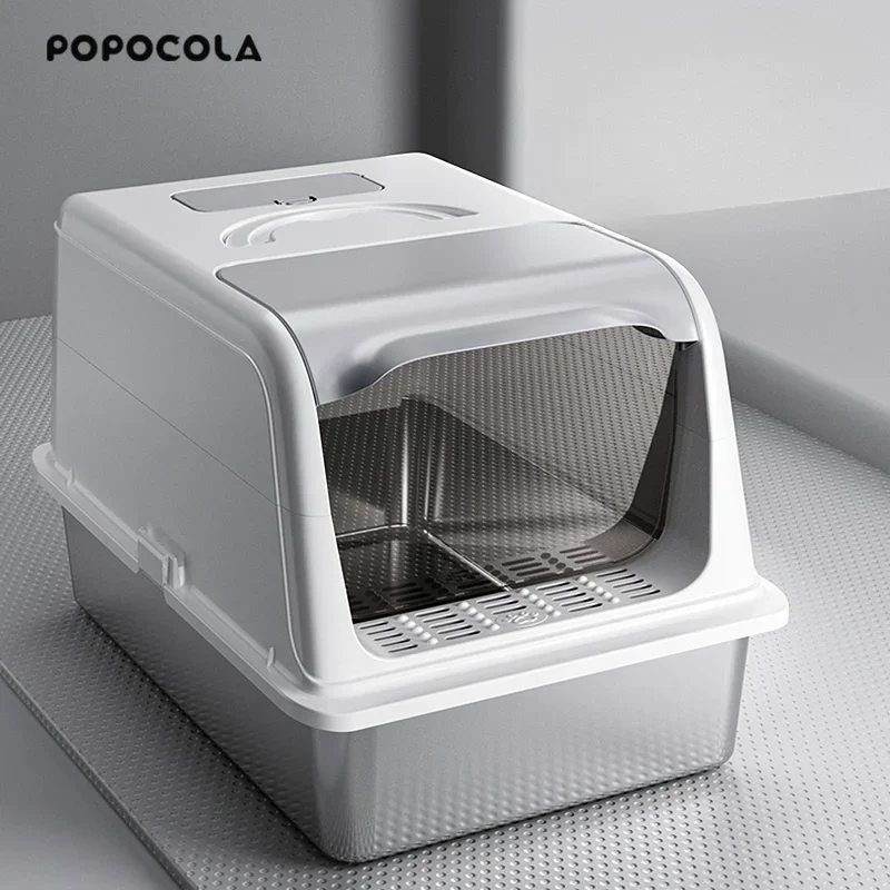 Oversized Litter Box Stainless Steel Fully Enclosed Extra Large Cat Toilet Deodorant Deodorant Anti-Splash Pet