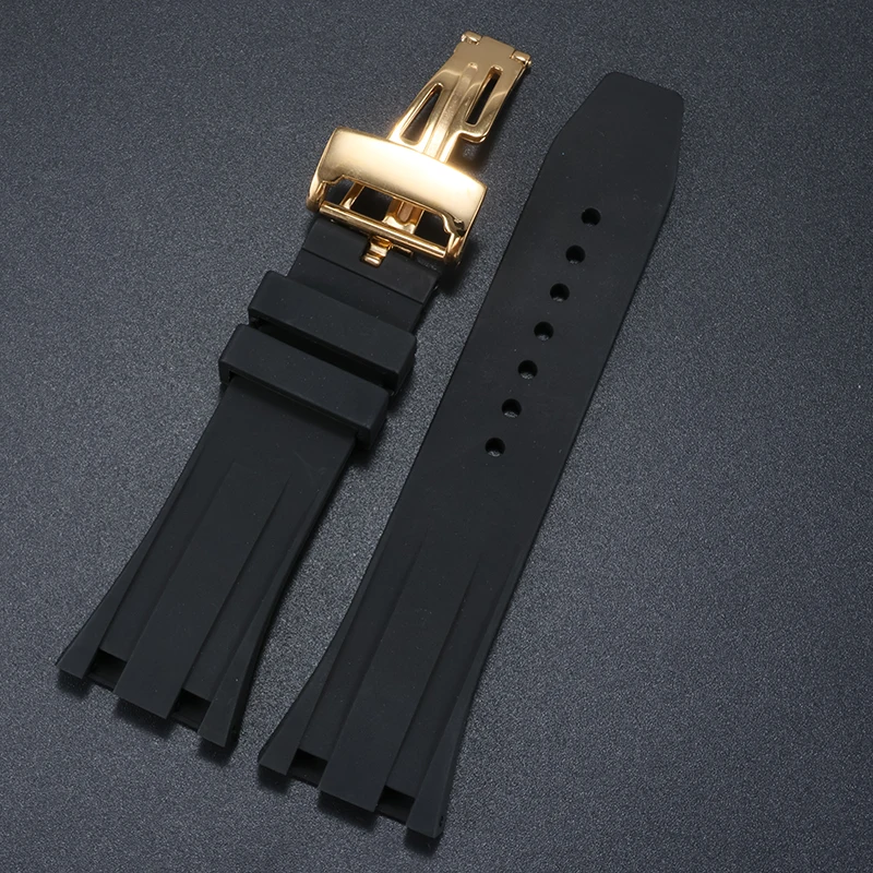 24MM 27MM Silicone rubber Watchband For Audemars for Strap AP Royal Oak Series Band Women\' Bracelet butterfly buckle tools