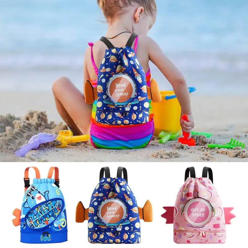 

Children's swimming bag New Cartoon Swimming Bag Waterproof Storage Shoulder Packs Children's Backpack Wet Dry Separation Bags