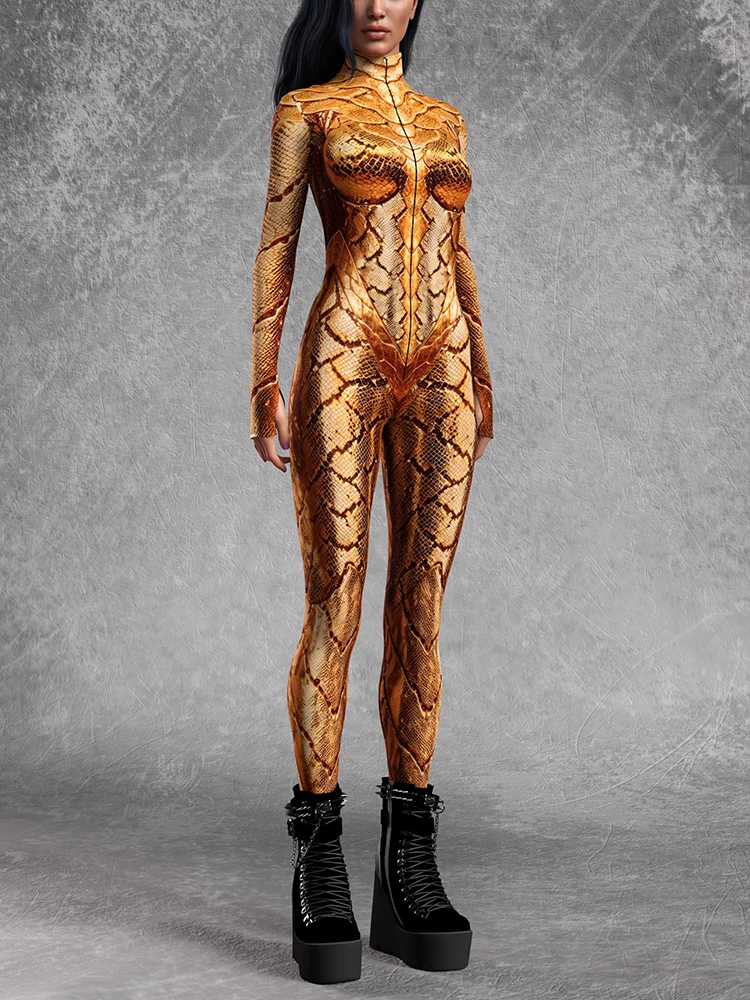 Halloween Goldener Cosplay-Paar-Jumpsuit, Tier-Schuppen-Bodysuit, Gothic-Morphsuits, Feiertags-Sexy-Party-Zentai-Anzug, Rave-Catsuits – Detail 9