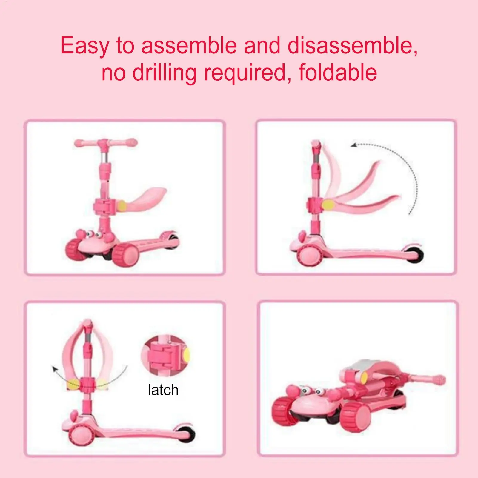 Asiento Plegable y Ajustable para Niños para Patinete, Accesorio para Jugar al Aire Libre en Parques y Patios de Recreo