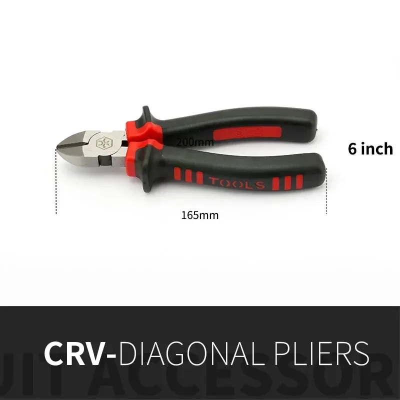 Cr-v 6 Inch 165mm Length 1Pcs Wire Cutter Cable Cutting Oblique Plier Diagonal Pliers Electrician Tool with Double Colour Handle