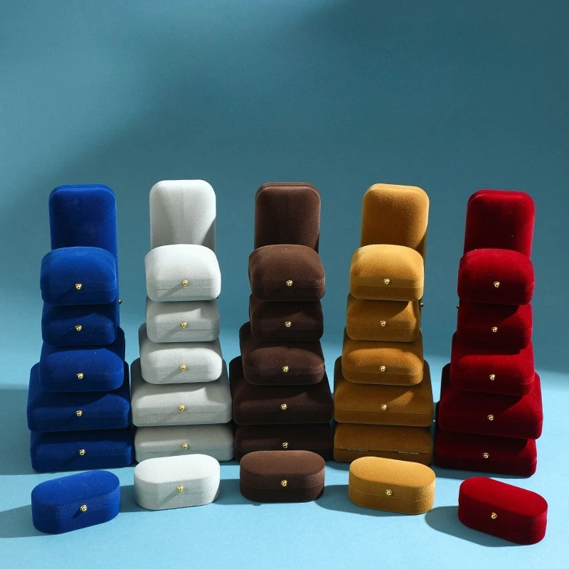 

Флокированная золотая пряжка, флип-шкатулка для драгоценностей, пара колец, сережек, кулон, упаковочная коробка, браслет, кольцо, ожерелье, коробка для хранения ювелирных изделий