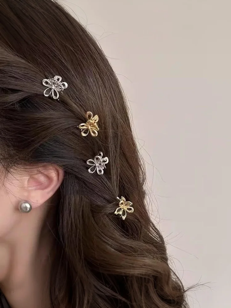 10pcs Mini Metal Hair Claw Clip Gold Silver Flower Butterfly Small Shark Clips Ins Korean Headwear For Women Hair Accessories view 6