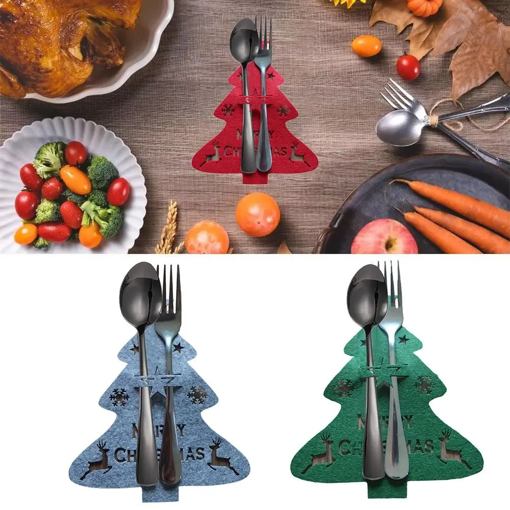 4pcs Snowflake Christmas Tree Tableware Bag Tableware Storage Rack Large Capacity Christmas Tableware Bags Multifunctional