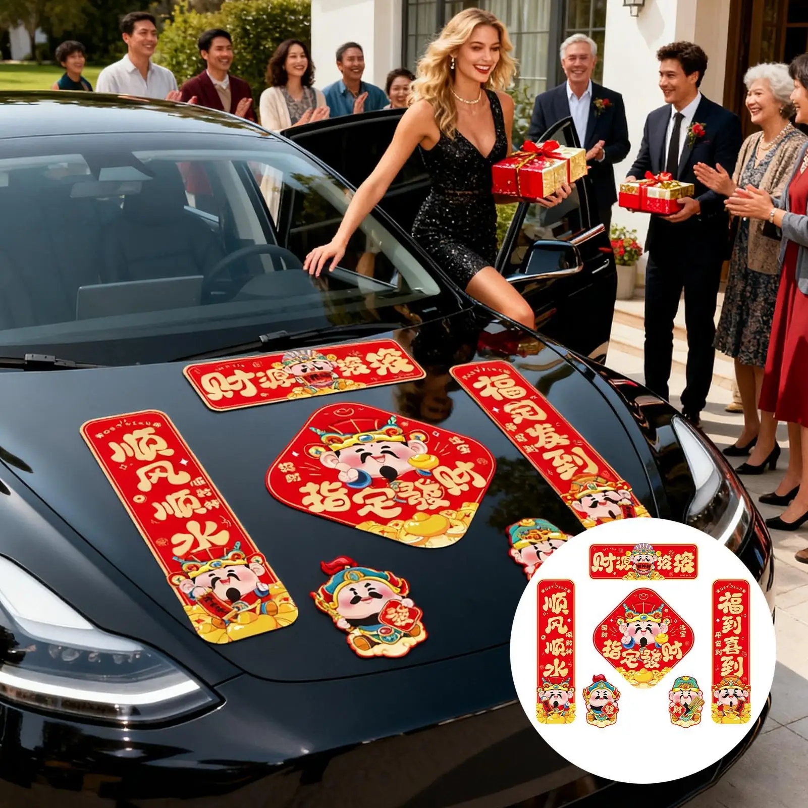 2026 Horse Year Magnetic Car Stickers Spring Festival Couplets Magnetic Door Fridge Stickers New Year Blessing Decals