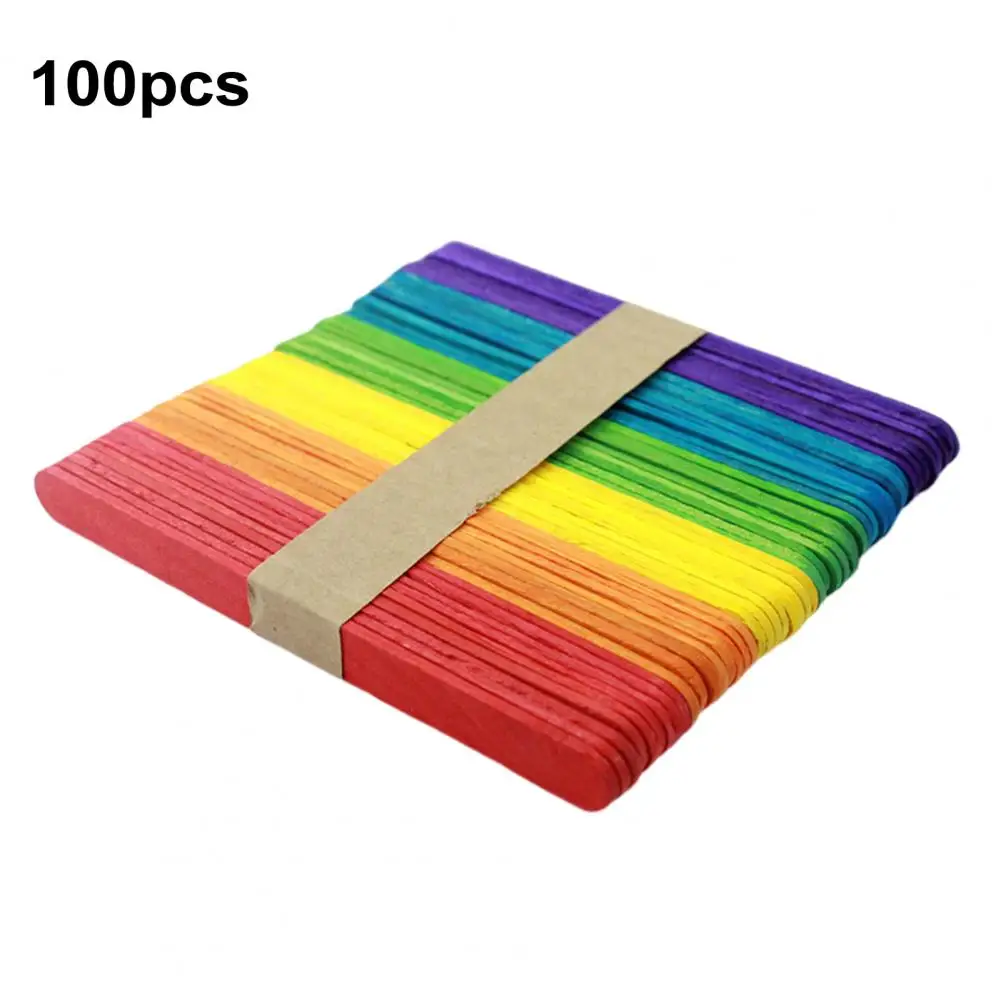 Wooden Popsicle Sticks 100pcs Ice Cream Sticks Craft Sticks for Diy Kids Crafts Wooden Treat for Popsicles Diy for Crafting