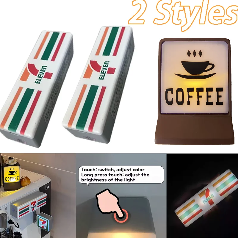 

Coffee Shop Magnetic Fridge Stickers Creative Convenience Store Light Signs Home Decorative Ornaments 711 Luminous Light Boxes