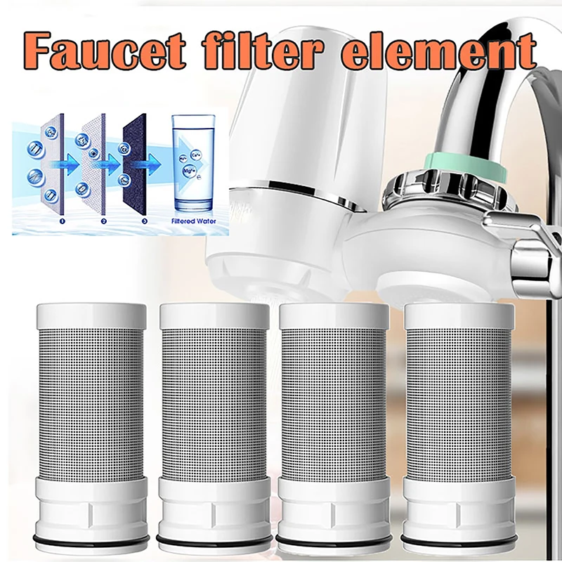 Water Purifier Activated Carbon Water Filter Cartridges Kitchen Faucet Tap Replaceable Scale Inhibiting Carbon Filter Element