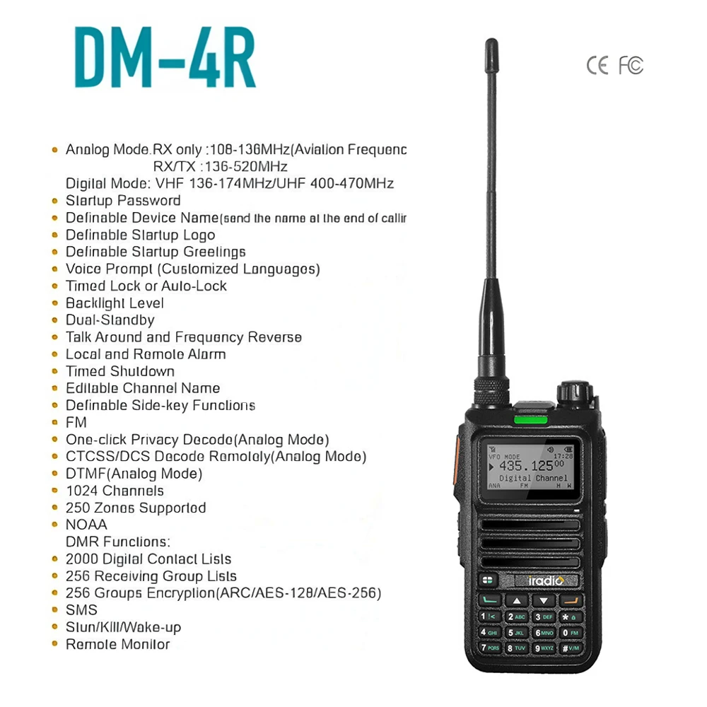 ANYSECU DM-UV4R DMR Walkie Talkie 3500mAh 5W IP55