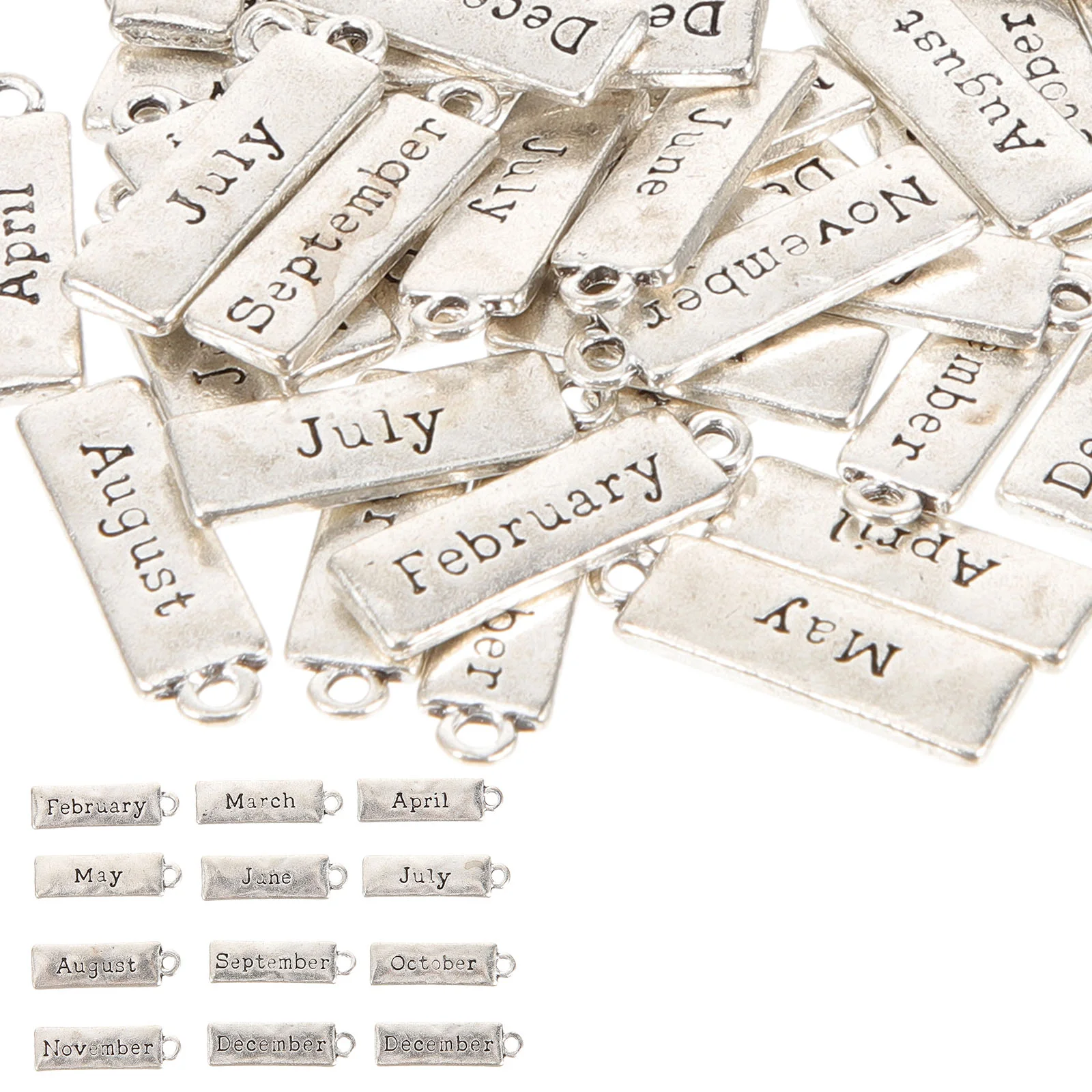 

50 Pcs Month Tag Pendant for Jewelry Making Twelve Charm DIY Necklace Charms Decorative Pendants Earring Alloy Decors