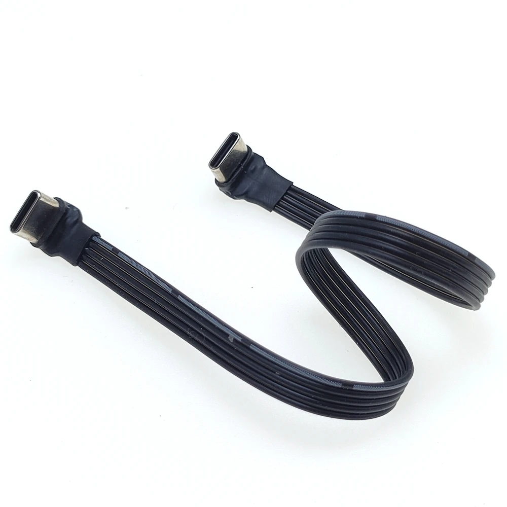 0.05M-1M USB 2.0 Type C to Type C Flat Extension Cable Folding 90° Angle USB-C Male Female FPC FPV Aerial Photography Cord 5CM