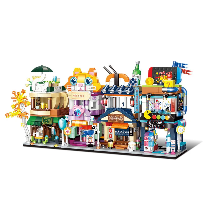 Creator City Street View Building Block Architecture Brick Public Coffee House Pets Shop Izakaya Games Room Toy For Gifts