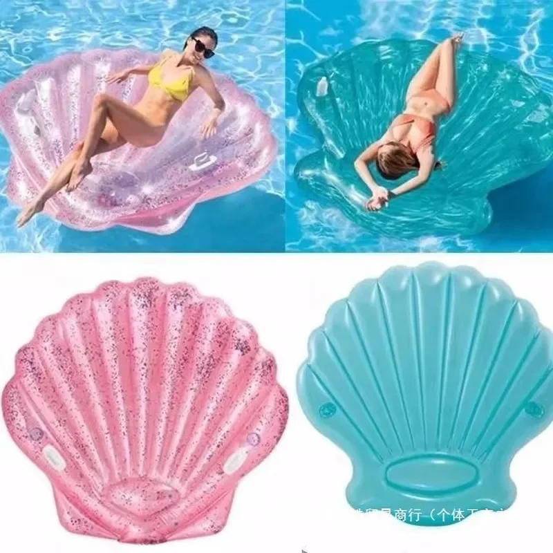 Giant Inflatable Pool Float Pearl Shell Design Thickened PVC Air Mattress for Adults Summer Beach Water Lounger Relaxing Toy