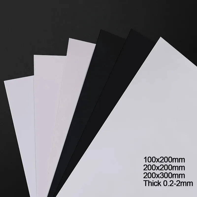 

PVC Plastic Sheet Hard Rigid Board White Black Plastic Sheet Model Making Material Handmade Pad Panel Plate Thickness 0.2-2mm