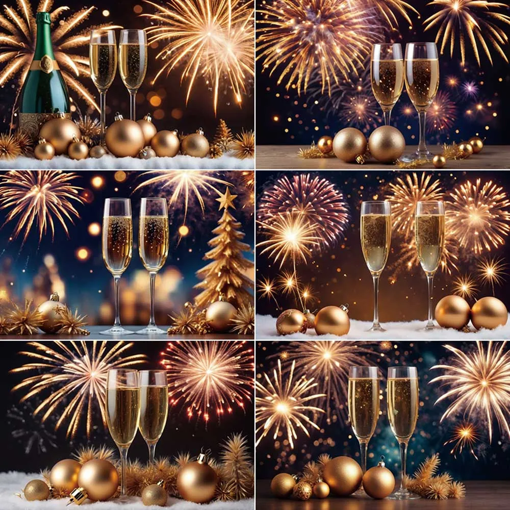 

MOON.QG 2025 New Year Background Photography Fireworks Party Banner Decoration Photozone Backdrop Children Photo Studio Supplies