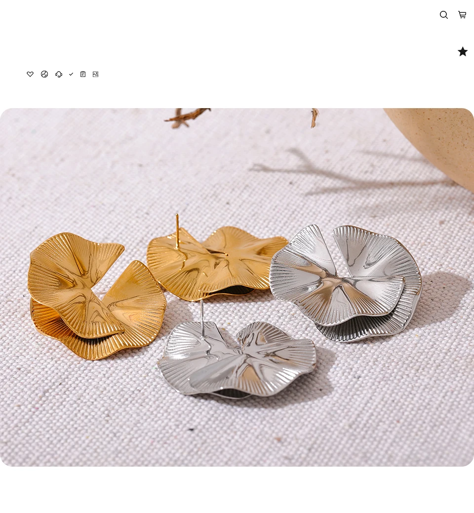 Yhpup Creative Stainless Steel Metal Flower Big Stud Earrings Fashion Attractive Statement Jewelry Women Personality Gift