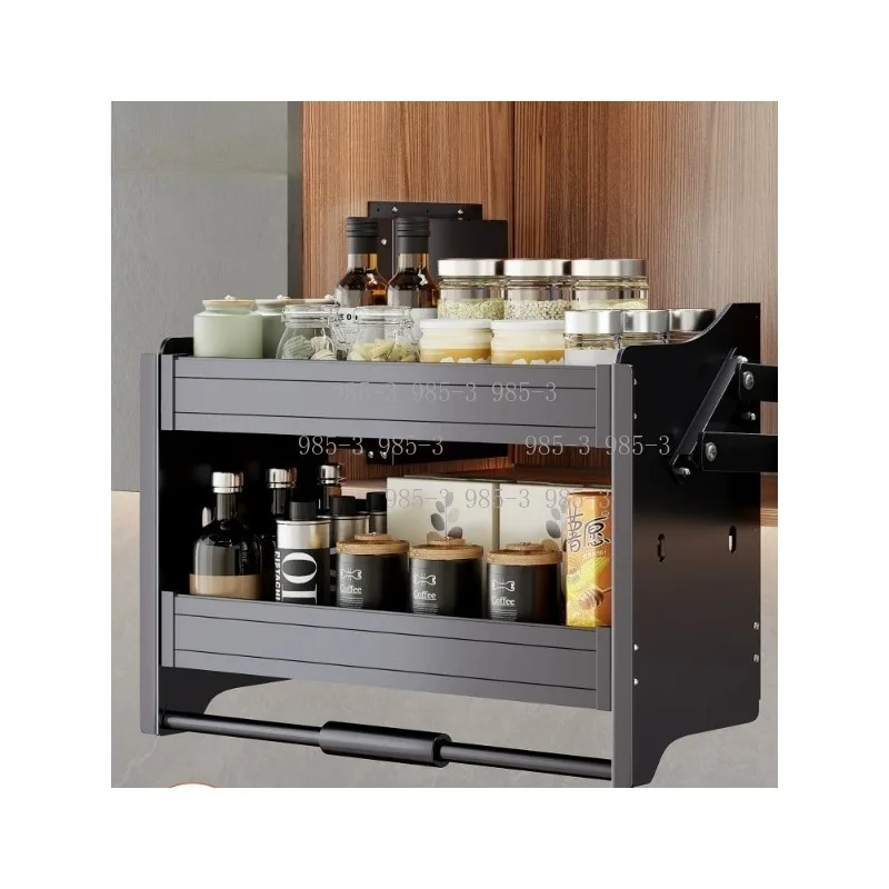 For Condiment Heavy Duty Storage Shelf Kitchen Lift Up Cabinet Basket Pull Down Spice Rack Organizer