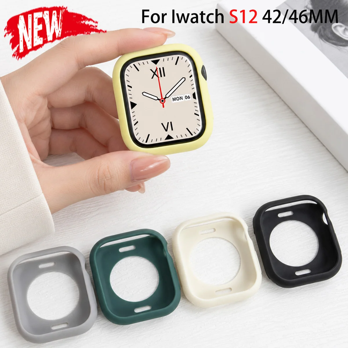 Soft Candy Case for Apple Watch Cover 12 46mm 42mm Silicone Protection for Iwatch Series 12 46/42mm Bumper Woman Man Accessorie