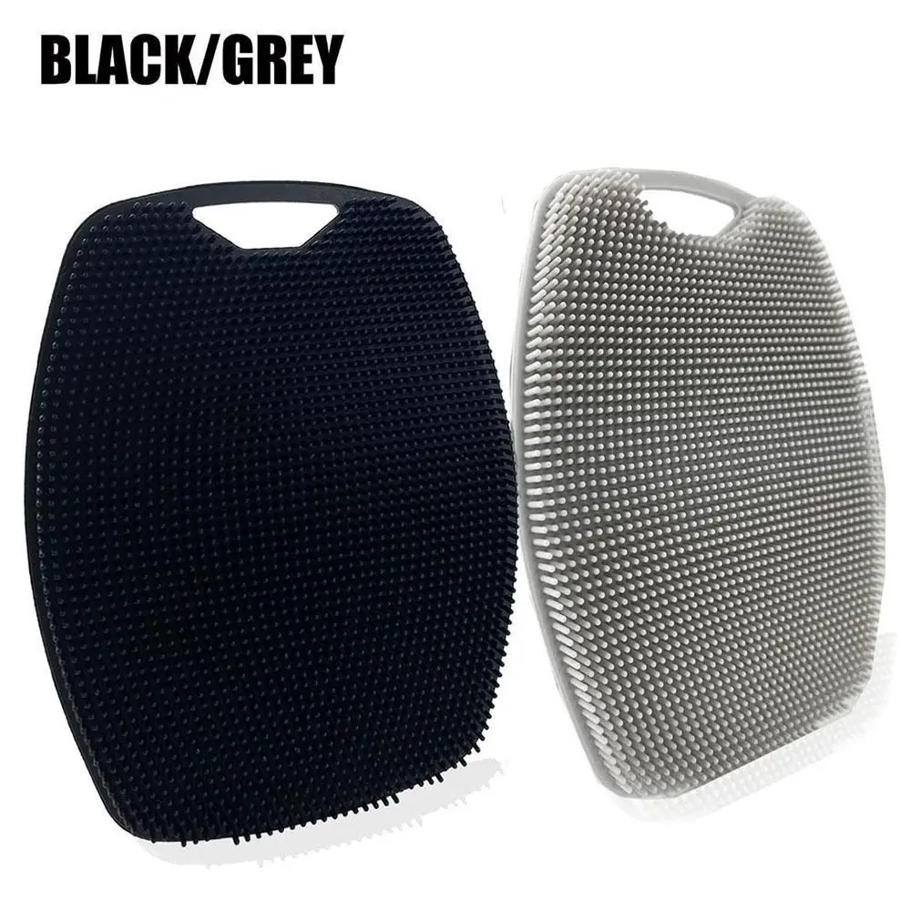 1 Uds. Cepillo exfoliante de silicona suave y duradero, cepillo de baño de masaje suave negro y gris, limpiador corporal, ducha