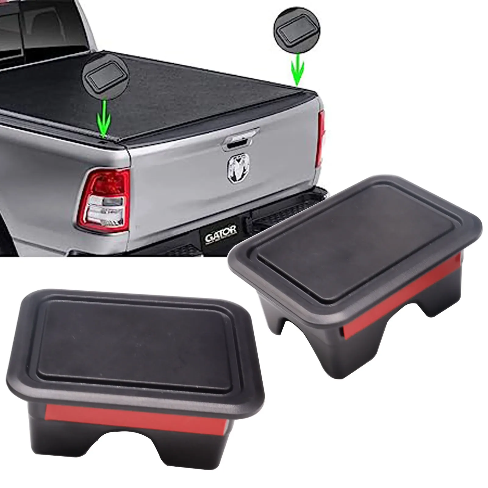 2pcs Car Trunk Rear Bed Rail Stake Pocket Covers Hole Plugs Caps Accessories for Dodge Ram 1500 2500 3500 2019-2023 Protective