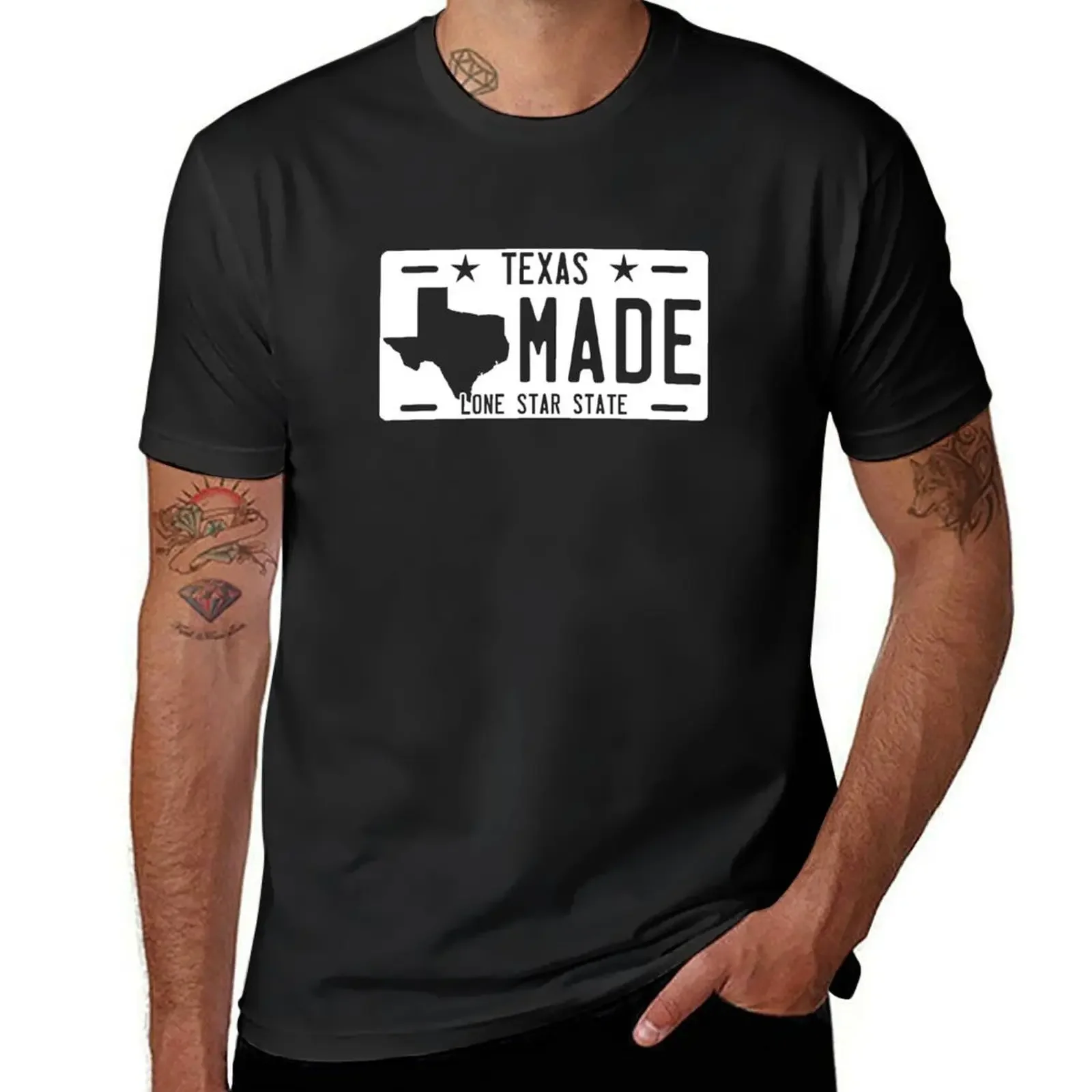 Texas Made License Plate T-Shirt blanks blacks customizeds anime figures t shirts for men graphic