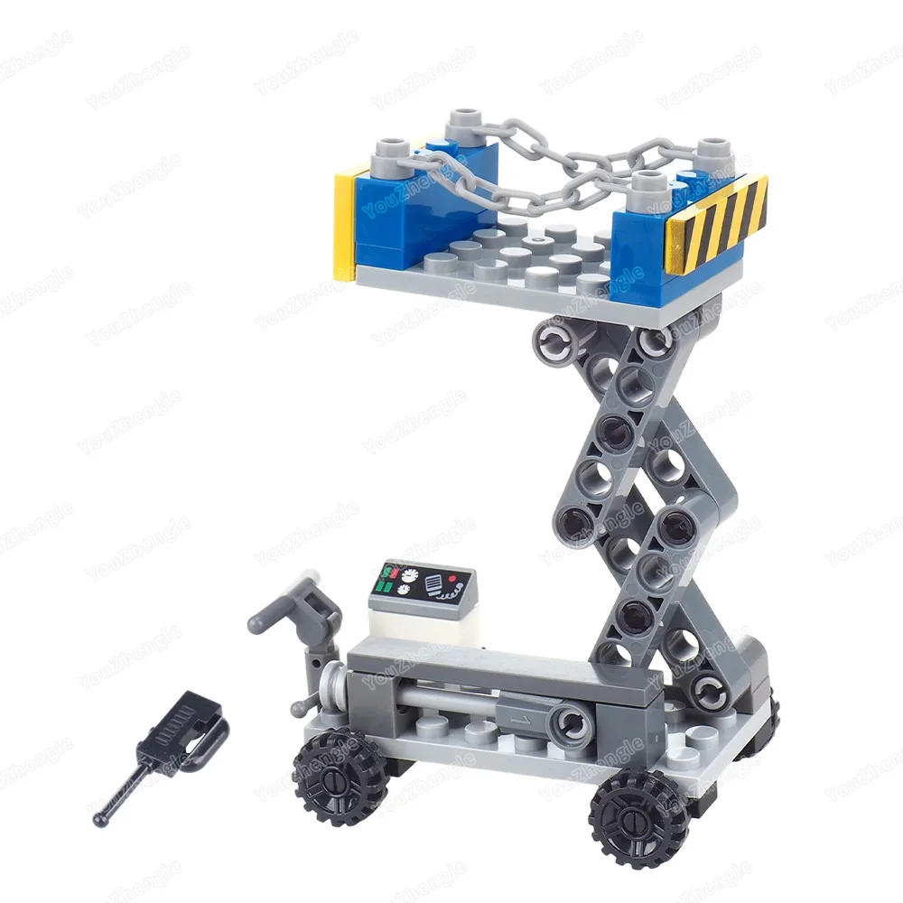 Scissor-type up and down Pushcart Building Block Assembly MOC Figures Mobile Aerial Work Equipment Model Place Set Gift Boy Toys
