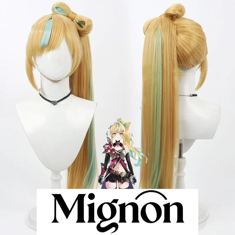 VTuber Mitarashi Dan cosplay wig bow two-tone detachable ponytail Halloween gift