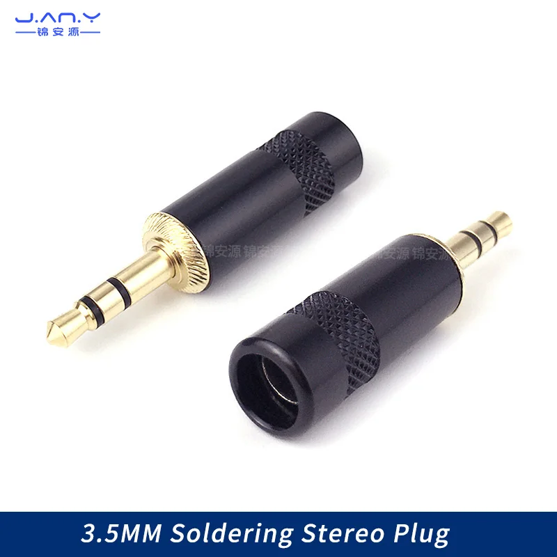 All-copper 3.5mm dual channel male plug small three core stereo connection head welded wire type AUX audio wire terminal