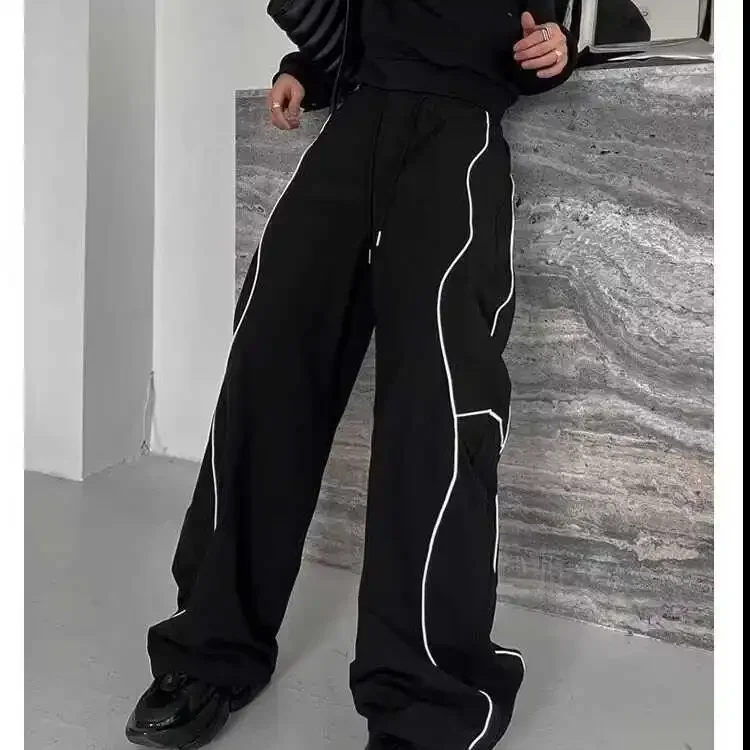 Y2K Pants Women Striped Cargo Baggy Pants Spring Summer Trousers Men Hip Pop Dancing Trousers Hipsters Japanese 2000s Style
